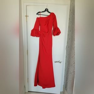 Jovani lipstick red gown with bell sleeves NWT